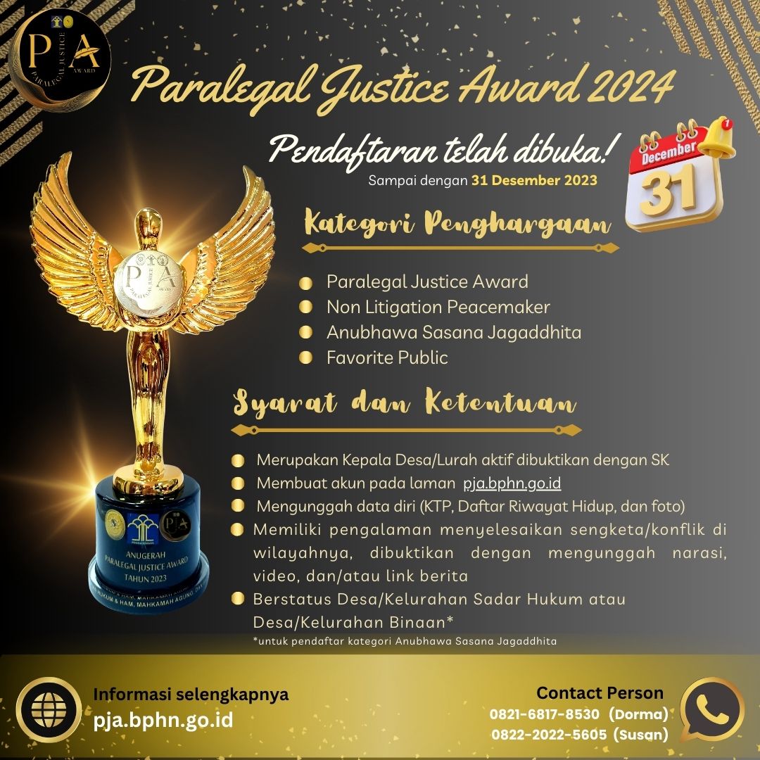 Pendaftaran Paralegal Justice Award 2024 Dibuka Badan Pembinaan   Pendaftaran Paralegal Justice Award 2024 