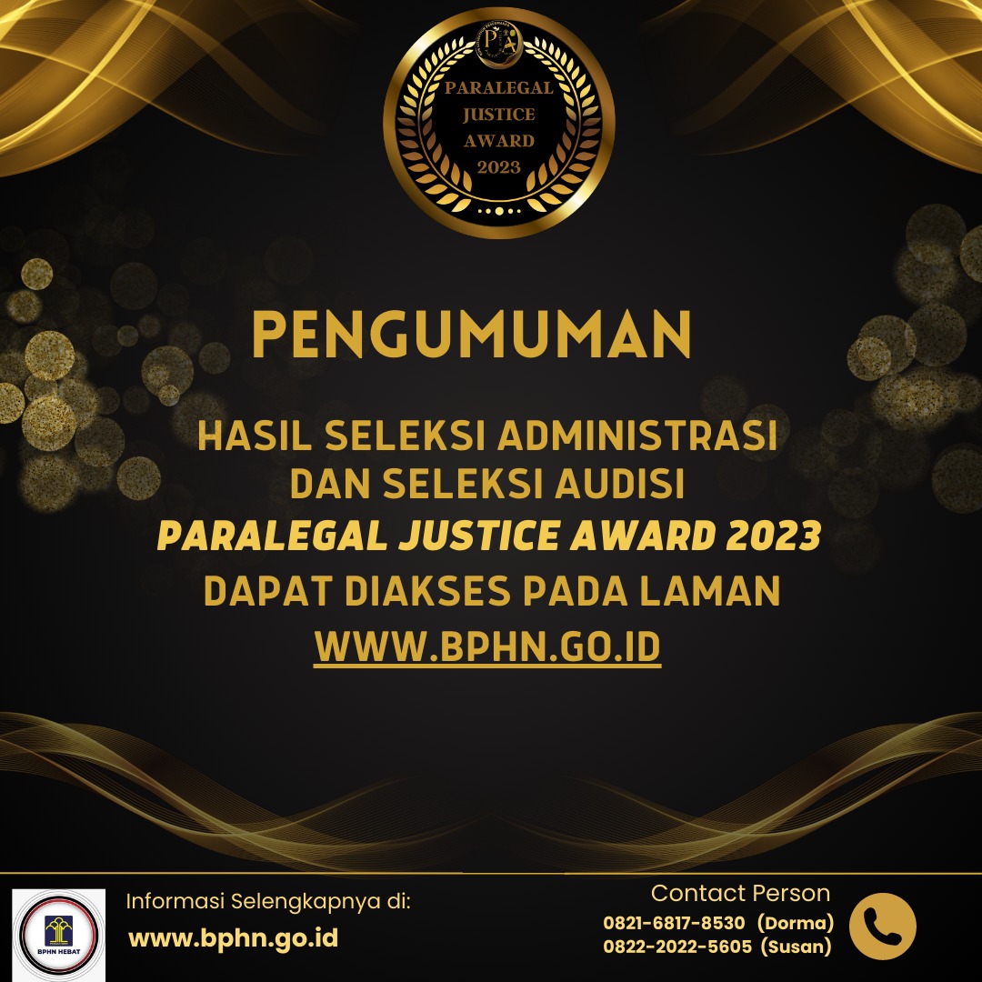 Hasil Seleksi Administrasi Dan Seleksi Audisi Paralegal Justice Award ...