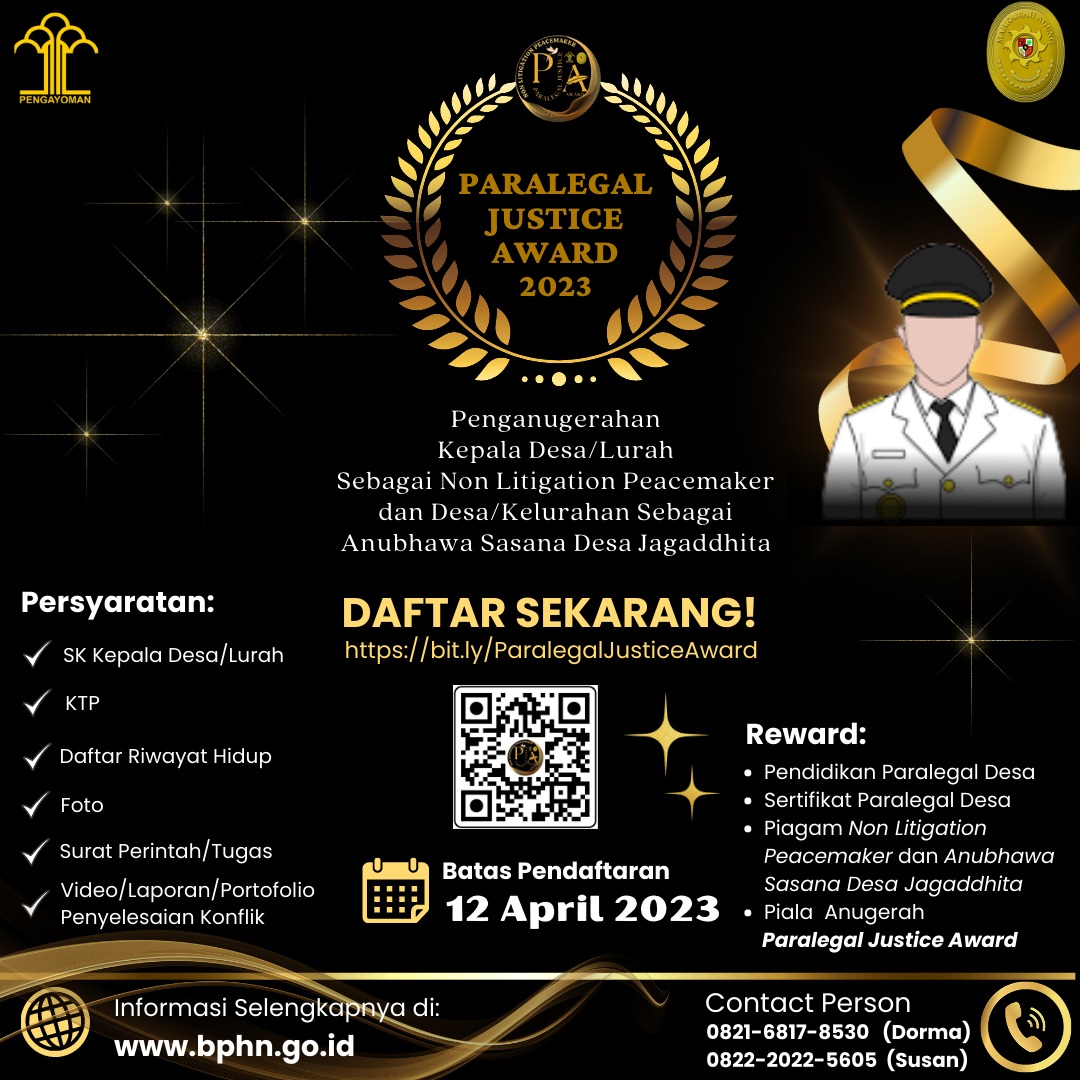 Perpanjangan Pendaftaran Paralegal Justice Award Badan Pembinaan